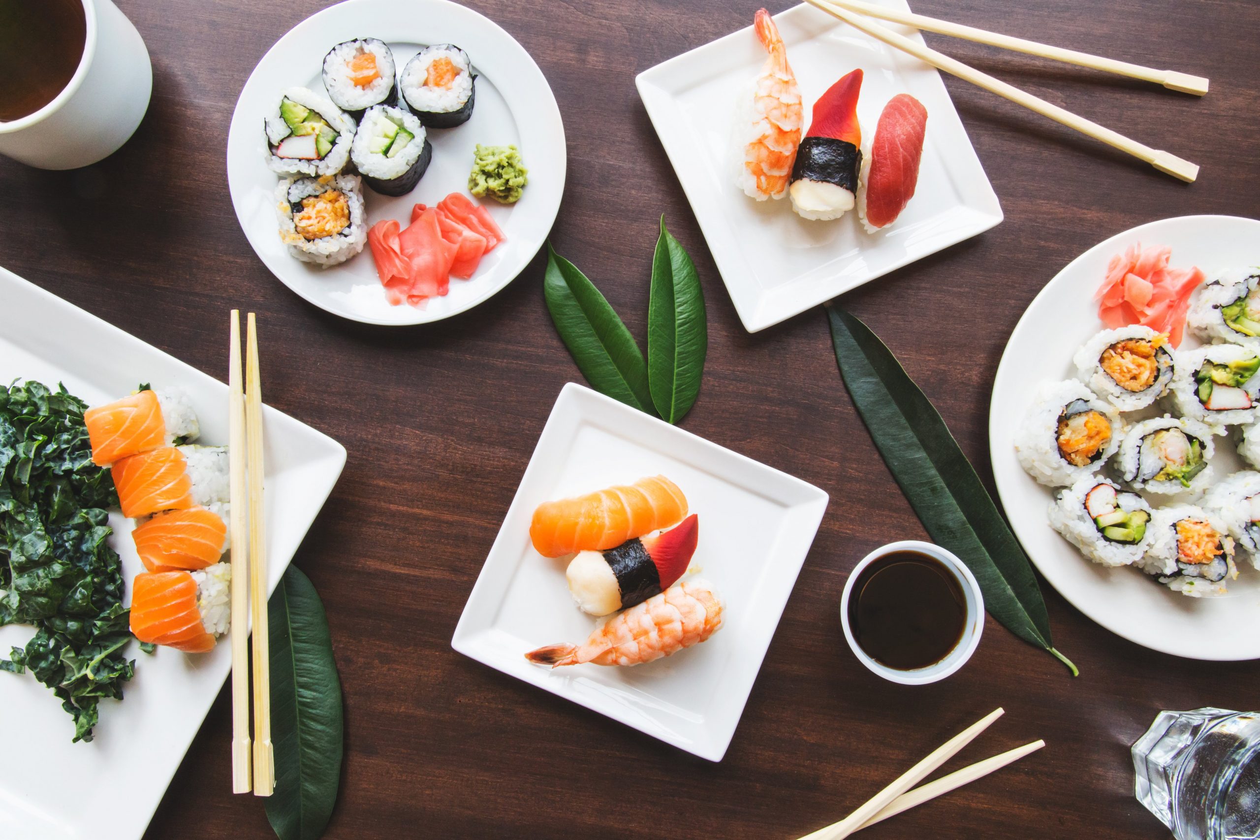 assortment of sushi.