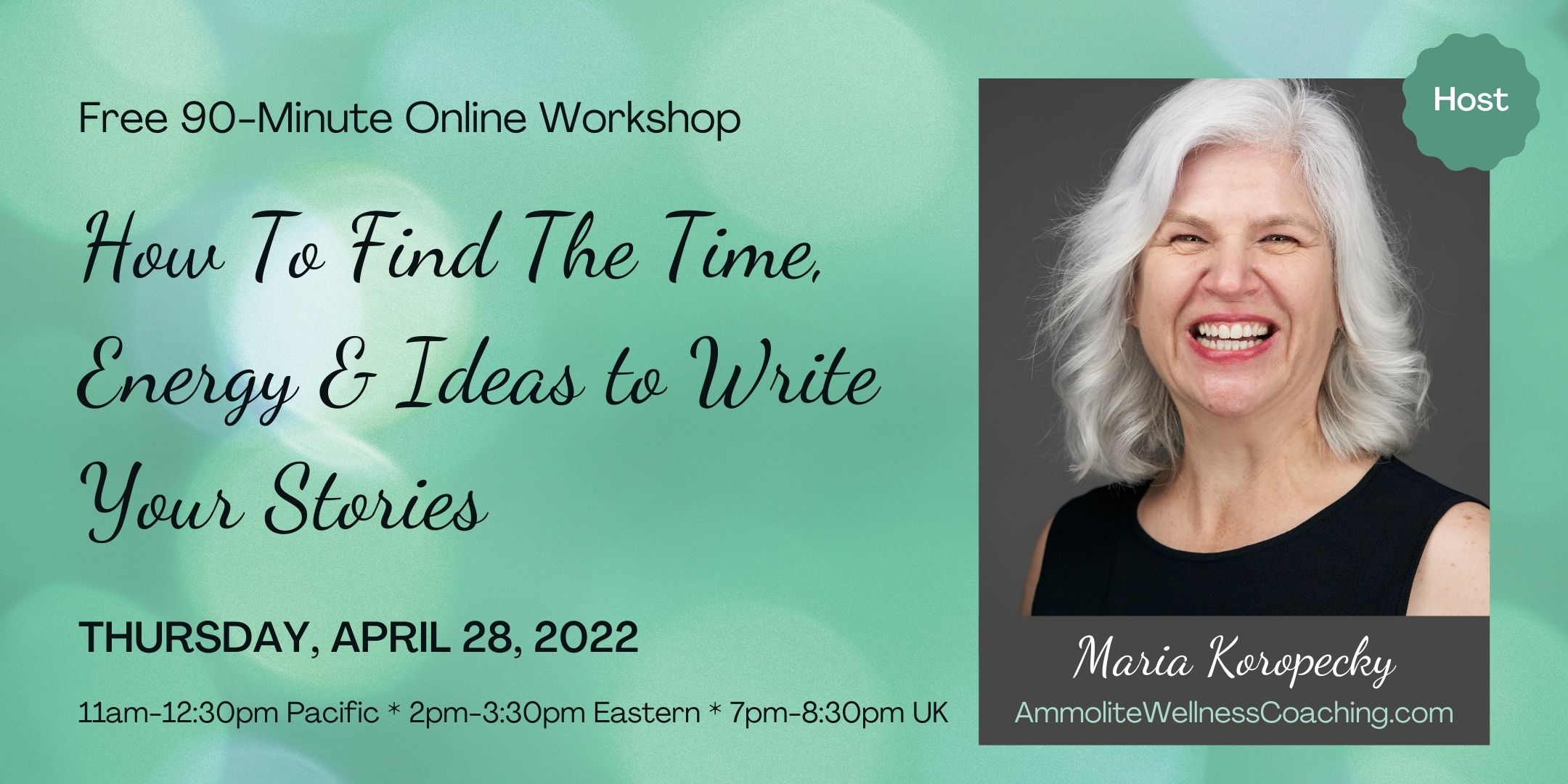 How to find the time, energy & ideas to write your stories.