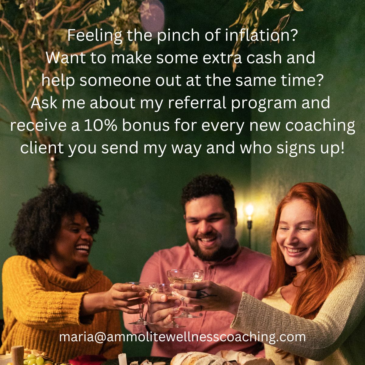 Giving 10% referral bonuses for any new coaching clients.