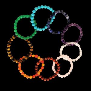 Crystal Prosperity Bracelets arranged in a ring.